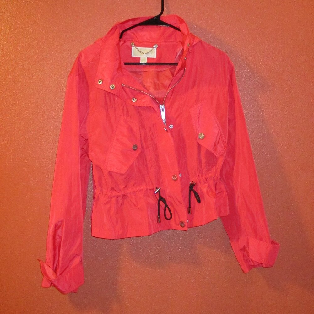 MICHAEL Michael Kors Jacket Woman Medium Red Full Zip Pockets Hooded Jacket